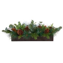 30in. Evergreen Pine and Pine Cone Artificial Christmas Centerpiece Arrangement