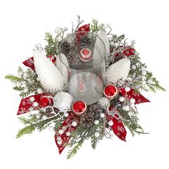 15in. Holiday Lighted Forest Candle Holder Table Christmas Artificial Arrangement