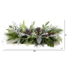 26in. Holiday Flocked Winter Christmas Artificial Arrangement Cutting Board Wall Décor or Table Arrangement