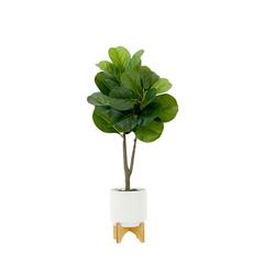33in. Artificial Fiddle Fig with Stand Planter