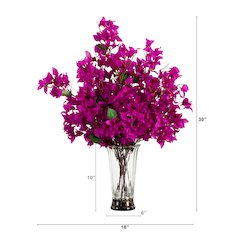 30in. Artificial Bougainvillea Arrangement in Glass Vase