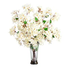 30in. Artificial Bougainvillea Arrangement in Glass Vase