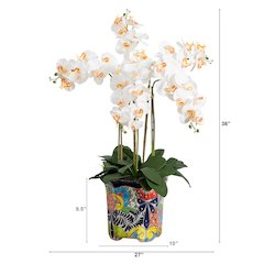 36in. Artificial Large Orchid Mexican Talavera Ceramic Planter