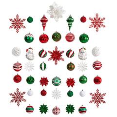 Holiday Deluxe Shatterproof, 70 Count Christmas Tree Ornament Box Set