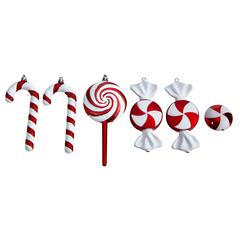 7in. Assorted Candy Holiday Christmas Deluxe Shatterproof Ornament Set of 6
