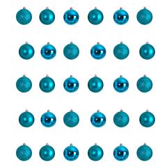 Holiday Christmas 30 Count 2.5in. Shatterproof Ornament Set