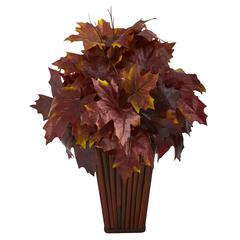 19in. Autumn Maple Leaf Artificial Plant in Decorative Planter