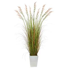 74in. Grass Artificial Plant in White Metal Planter