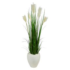 4.5ft. Wheat Plume Grass Artificial Plant in White Planter