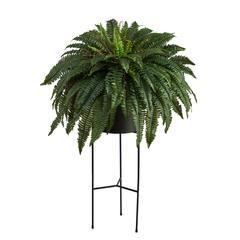 51in. Boston Fern Artificial Plant in Black Planter with Stand