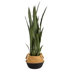 Sansevieria Artificial Plant in Boho Chic Handmade Cotton