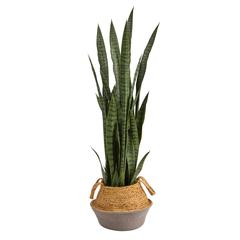 46in. Sansevieria Artificial Plant in Boho Chic Handmade Cotton