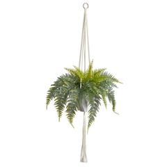 25in. Fern Hanging Artificial Plant in Decorative Basket