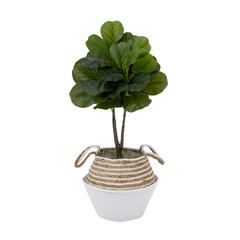 Artificial Fiddle Leaf Fig Tree with Handmade Cotton & Jute Woven Basket DIY Kit