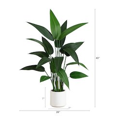 43in. Artificial Sky Bird Tree in White Decorative Planter
