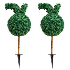 2ft. Easter Bunny Boxwood Topiary with Ground Stake (Indoor/Outdoor) - Set of 2