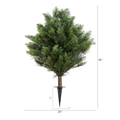 3ft. UV Resistant Artificial Cedar Bush with Integrated Ground Stake