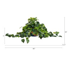 42in. UV Resistant Artificial Philodendron Mexican Talavera Ceramic Planter