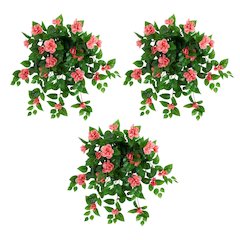24in. UV Resistant Artificial Azalea Hanging Plant (Indoor/Outdoor) - Set of 3
