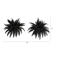 40in. Artificial Halloween Black Boston Fern - Set of 2