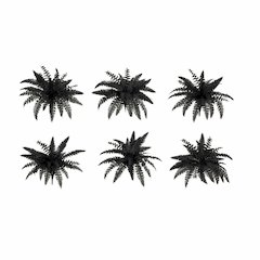 19in. Artificial Halloween Black Boston Fern - Set of 6