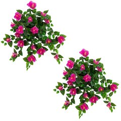 24in. UV Resistant Artificial Hibiscus Hanging Plant (Indoor/Outdoor) - Set of 2