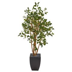 58in. Ficus Artificial Tree in Black Planter