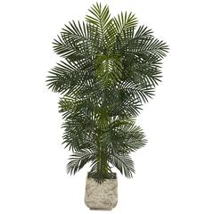 6.5ft. Golden Cane Artificial Palm Tree in White Planter