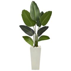 5ft. Travelers Palm Artificial Tree in Tall White Planter