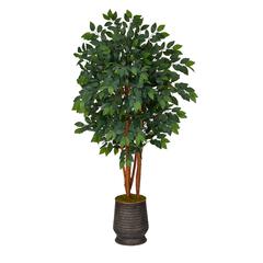 57in. Sakaki Artificial Tree in Ribbed Metal Planter
