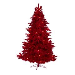 7ft. Red Flocked Fraser Fir Artificial Christmas Tree