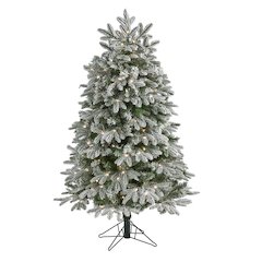 5ft. Flocked Colorado Mountain Fir Christmas Tree with 300 Warm LED Lights