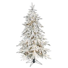 5ft. Flocked Grand Northern Rocky Fir Christmas Tree with 650 Warm LED Lights