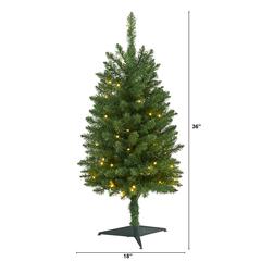3ft. Slim Green Mountain Pine Artificial Christmas Tree with 50 Clear LED Lights