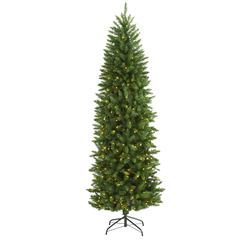 6.5ft. Slim Green Mountain Pine Artificial Christmas Tree with 300 Clear LED Lights