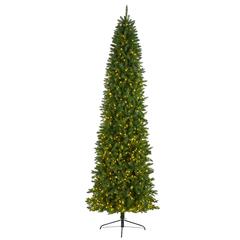 10ft. Slim Green Mountain Pine Artificial Christmas Tree with 800 Clear LED Lights