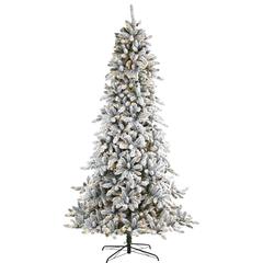 9ft. Flocked Livingston Fir Artificial Christmas Tree with Pine Cones and 650 Clear Warm LED Lights