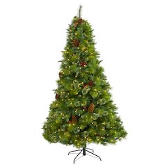 7ft. Montana Mixed Pine Christmas Tree with Pine Cones and 500 Clear LED Lights