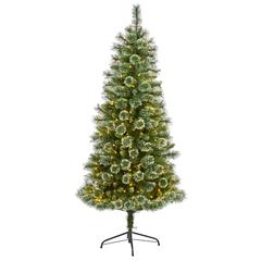 6ft. Wisconsin Slim Snow Tip Pine Artificial Christmas Tree with 300 Clear LED Lights