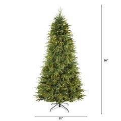 8ft. Vancouver Fir Natural Look Artificial Christmas Tree with 700 Clear LED Lights and 3470 Bendable Branches