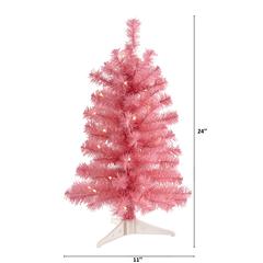 2ft. Pink Artificial Christmas Tree with 35 LED Lights and 72 Bendable Branches