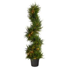 45in. Spiral Cypress Artificial Tree with 80 Clear LED Lights (Indoor/Outdoor)