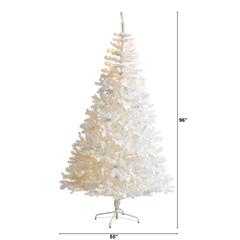 8ft. White Artificial Christmas Tree with 1500 Bendable Branches and 450 LED Lights