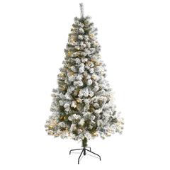 6ft. Flocked West Virginia Fir Artificial Christmas Tree with 250 Clear LED Lights
