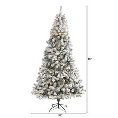8ft. Flocked West Virginia Fir Artificial Christmas Tree with 500 Clear LED Lights