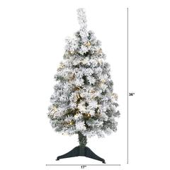 3ft. Flocked Rock Springs Spruce Artificial Christmas Tree with 50 Clear LED Lights