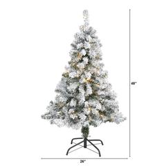 4ft. Flocked Rock Springs Spruce Artificial Christmas Tree with 100 Clear LED Lights