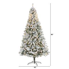 8ft. Flocked Rock Springs Spruce Artificial Christmas Tree with 500 Clear LED Lights and 1186 Bendable Branches