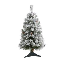 3ft. Flocked White River Mountain Pine Artificial Christmas Tree with Pinecones
