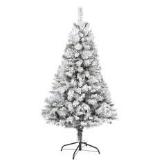 5ft. Flocked White River Mountain Pine Artificial Christmas Tree with Pinecones